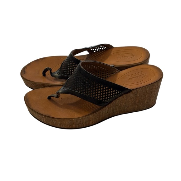 Clarks Collection Womens Avaleen Ocean Platform Wedge Thong Sandals Black Size 9 - Picture 5 of 10